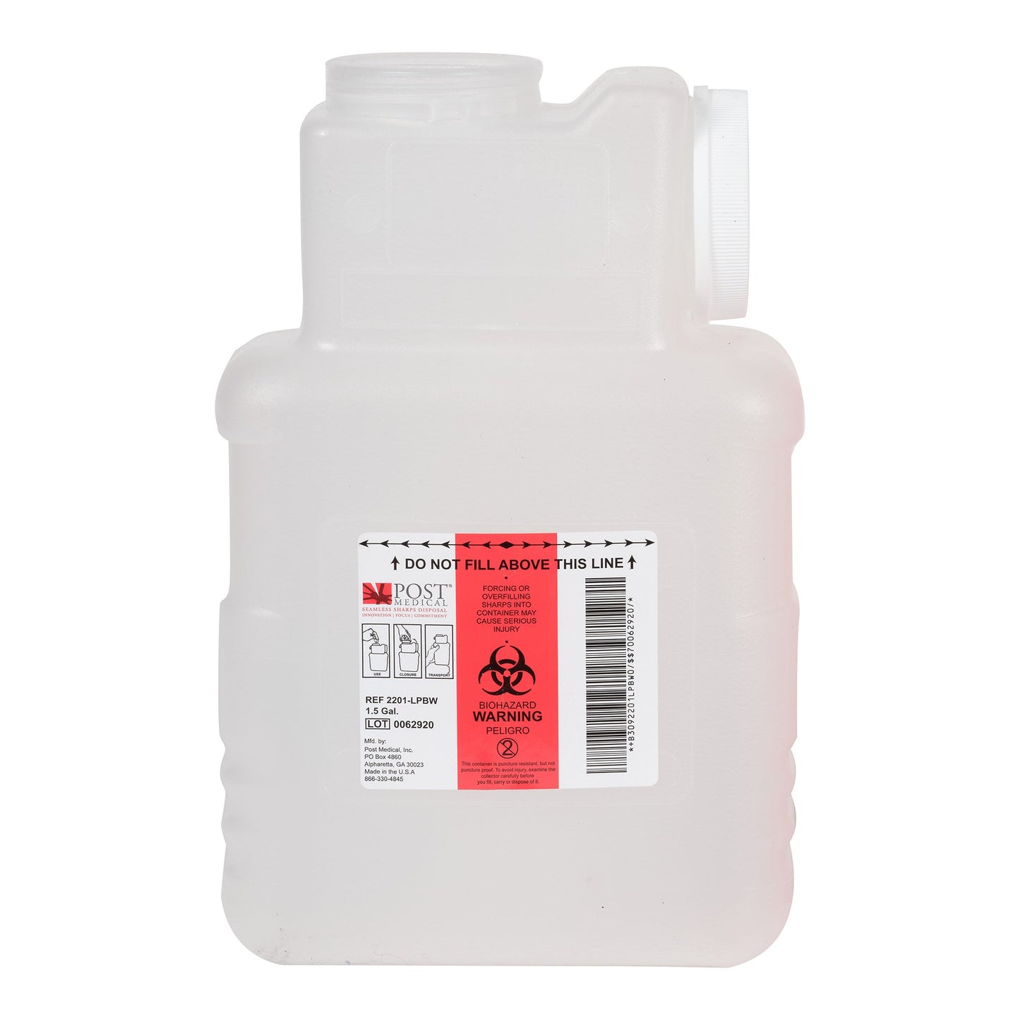 CONTAINER, SHARPS TRANS 1.5GLPLAS INSRT BW CUT