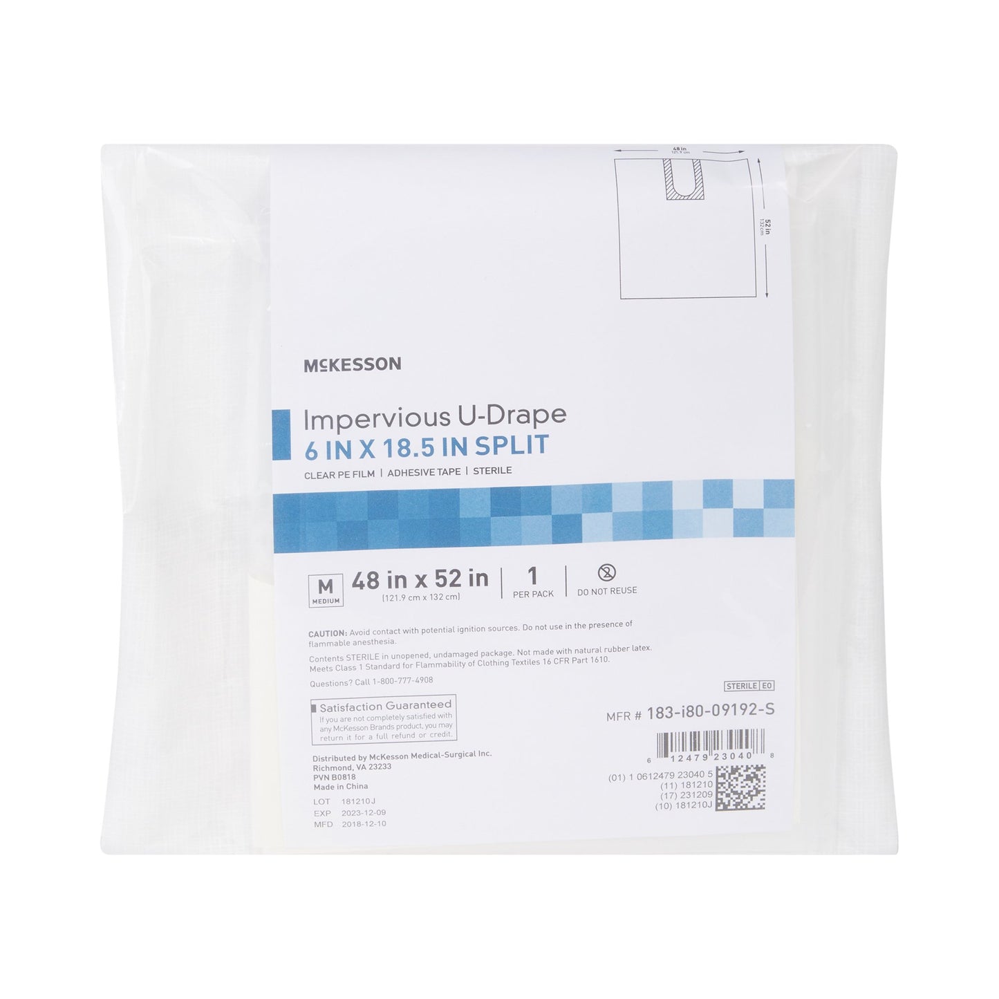 DRAPE, SURGICAL ORTHO IMPERVIOUS W/SPLIT 48"X52"