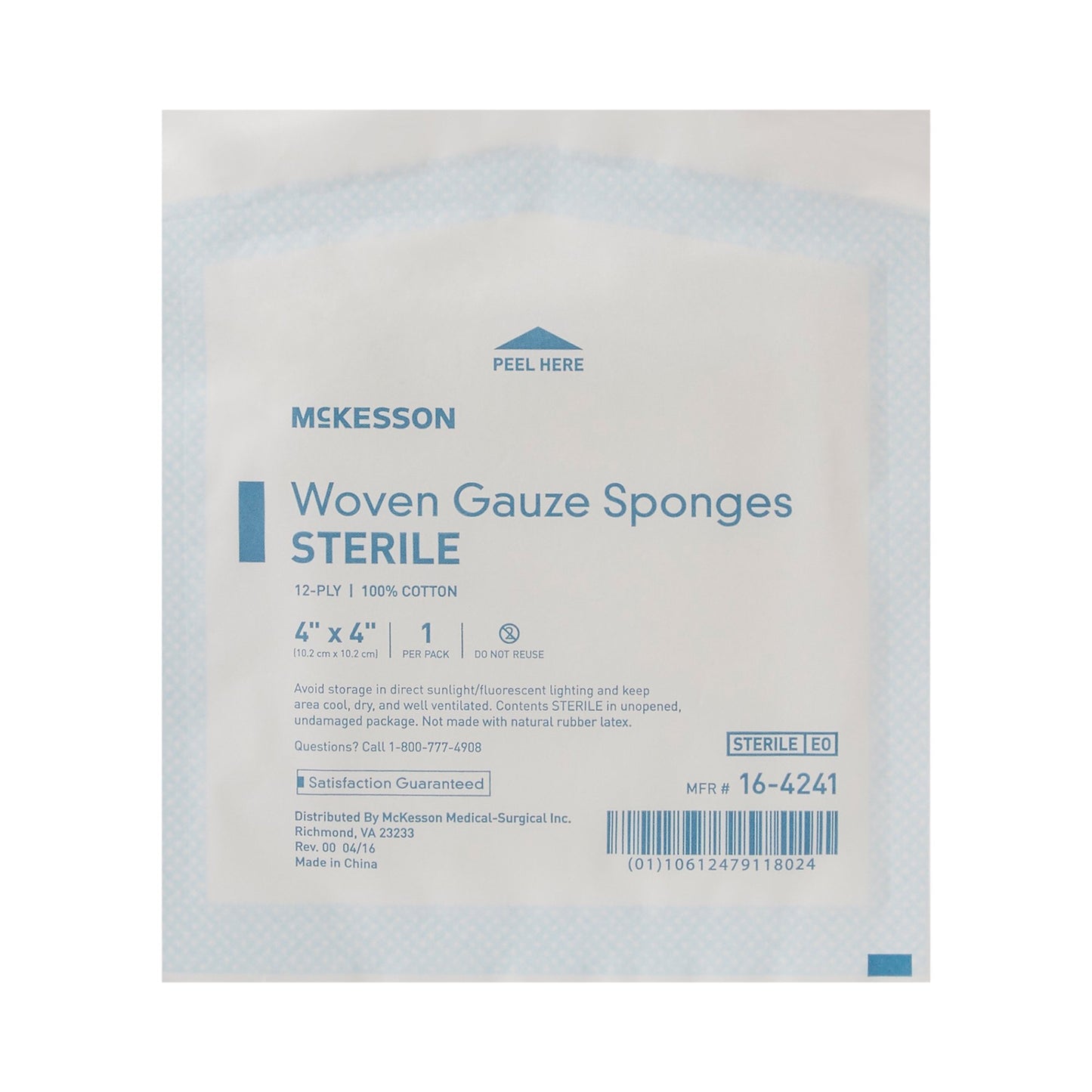 SPONGE, GAUZE 12PLY STR 4"X4"