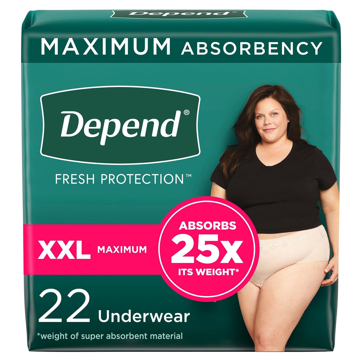 UNDERWEAR, INCONT DEPEND MAX FML BLUSH 2XLG