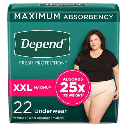 UNDERWEAR, INCONT DEPEND MAX FML BLUSH 2XLG