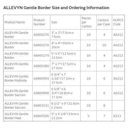 DRESSING, ALLEVYN GENTLE BRDR3"X3"