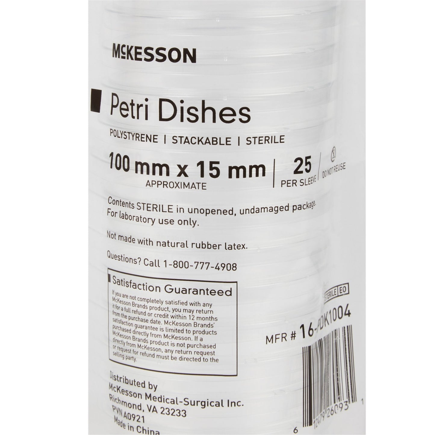 DISH, PETRI STACKABLE POLYSTYRENE 100X15MM