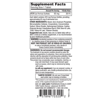 FERROUS SULFATE, TAB 5G/325MG