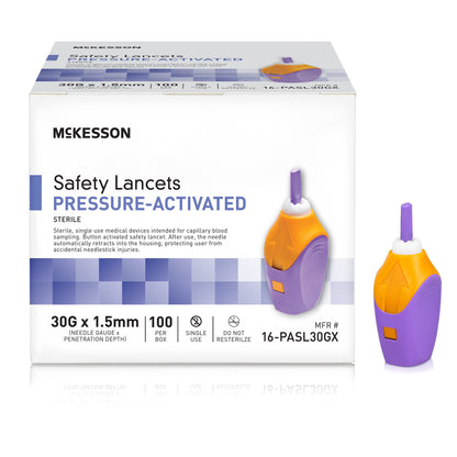 LANCET, SAFETY PRESS ACTIV PURP 1.5MM 30G