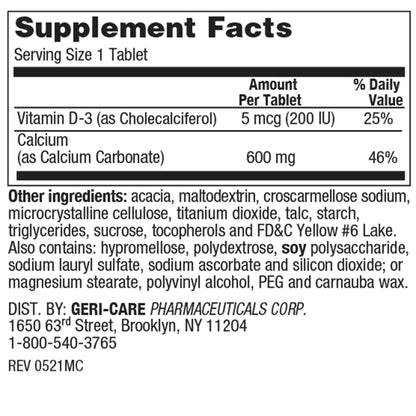 CALCIUM, TAB GENERIC 600+D