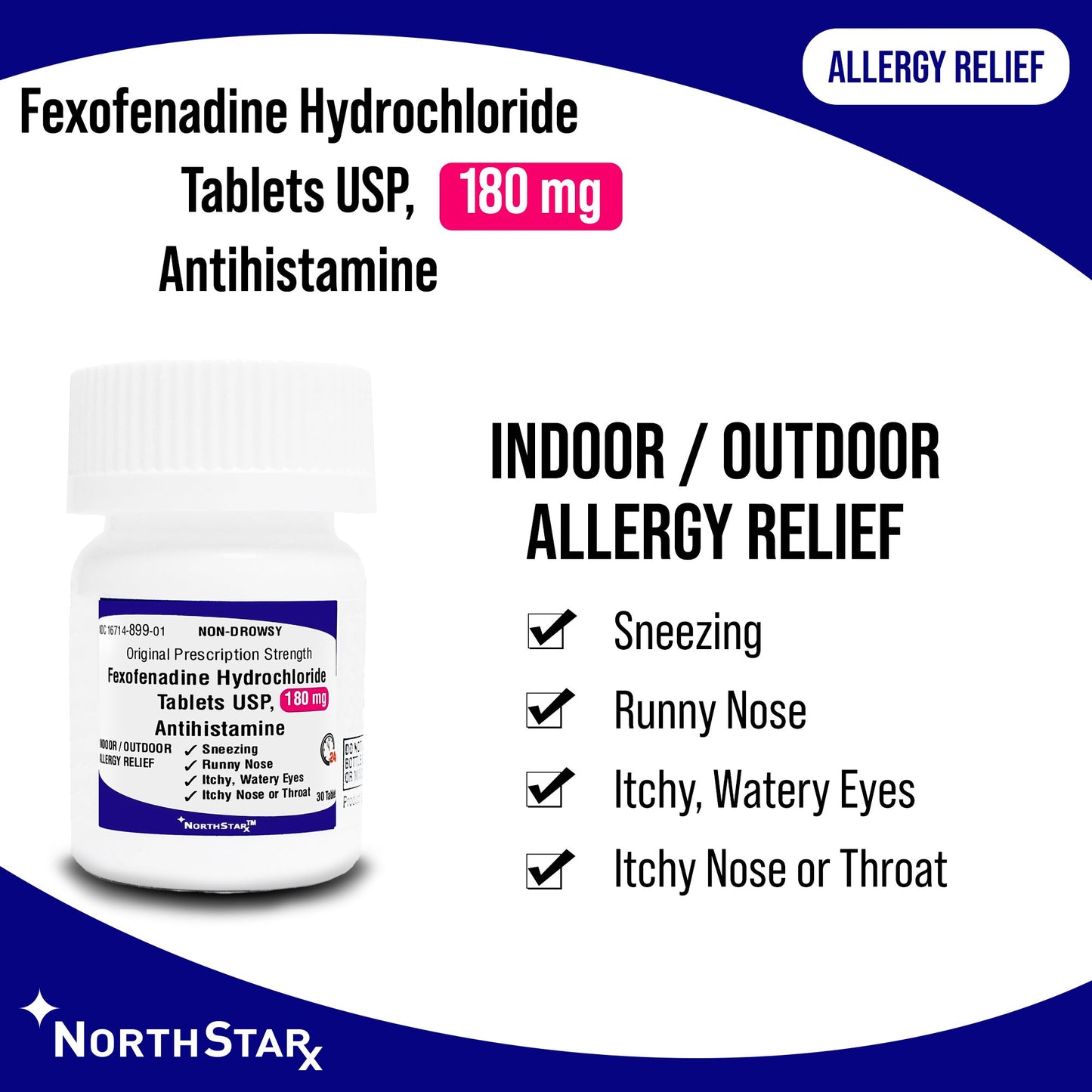 FEXOFENADINE HCL, TAB 180MG