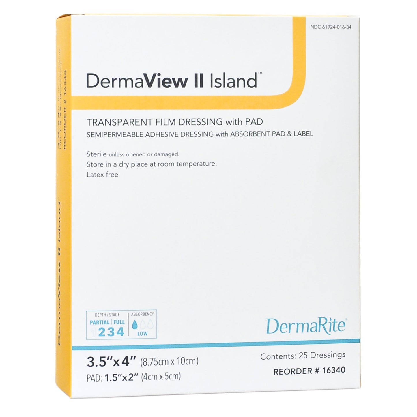 DRESSING, WOUND DERMA VIEW IIISLAND 3.5X4