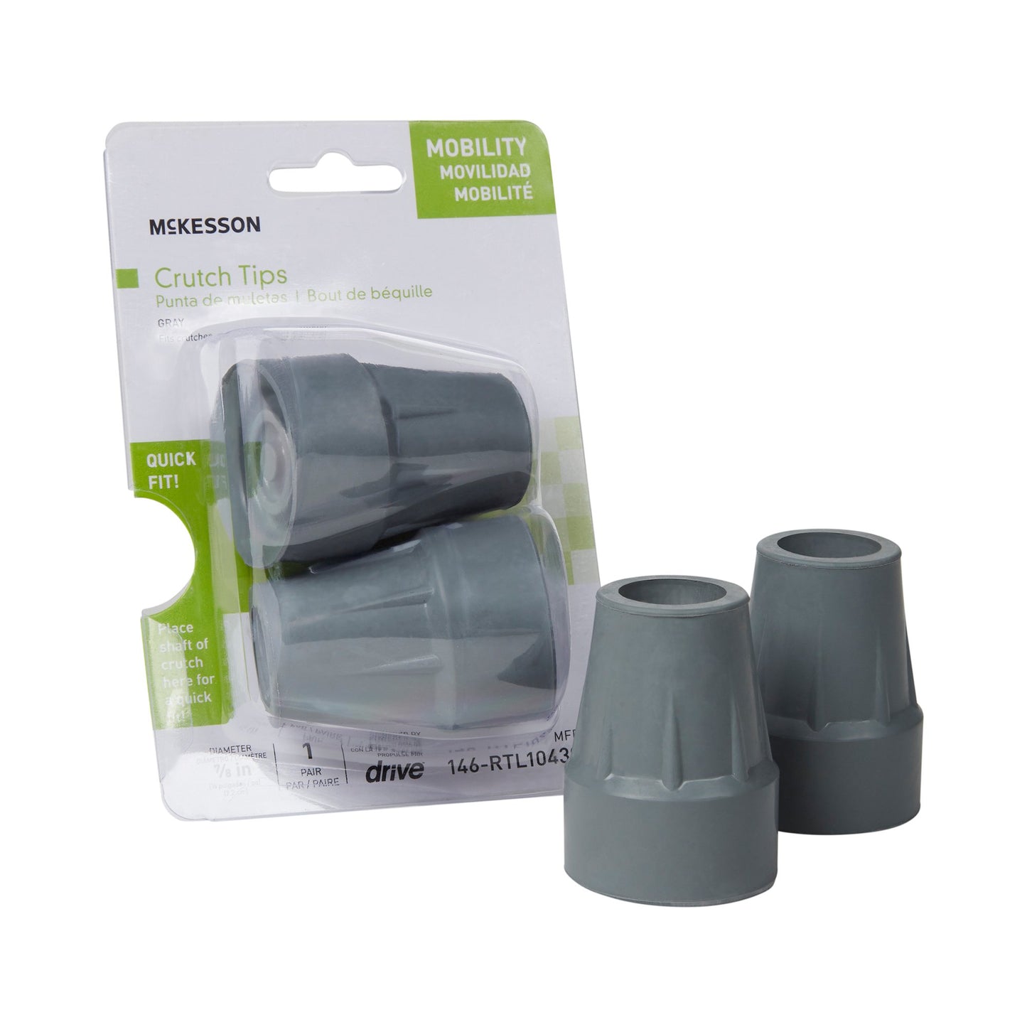 TIP, CRUTCH 7/8" GRY
