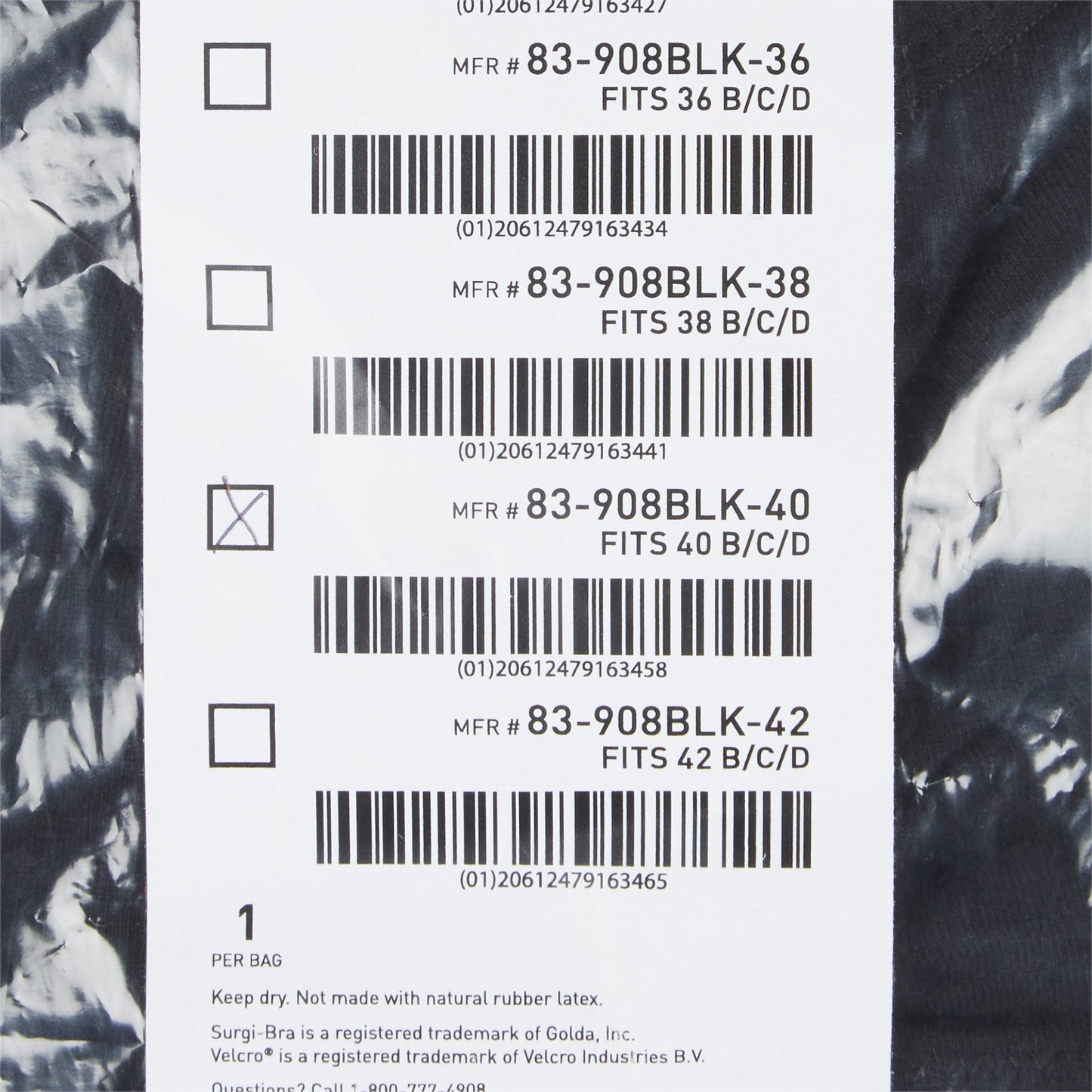 SUPPORT, SURGI-BRA II BREAST COTTON BLK LF 40B/C/D MGM83