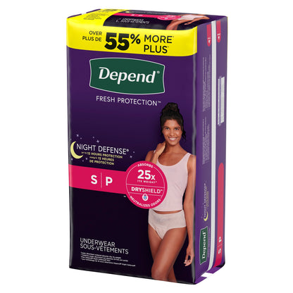 UNDERWEAR, INCONT DEPEND OVRNIGHT BLUSH FML SM