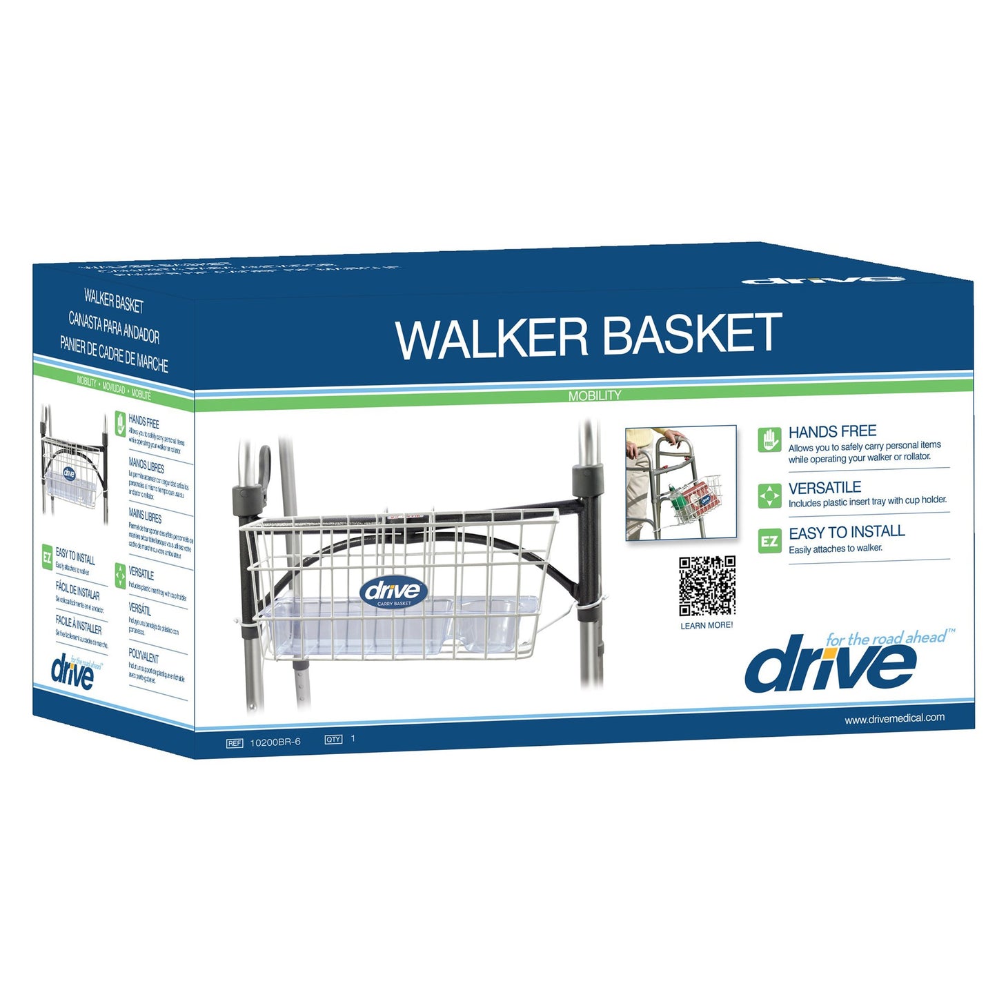 BASKET, W/TRA & CUP HOLDER F/1" FLDNG WALKER DRVMED