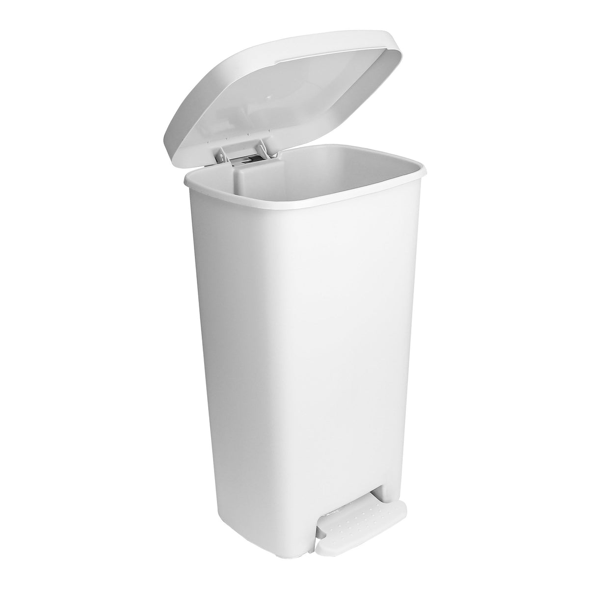 WASTECAN, STEP-ON RECTGL PLASWHT 52QT