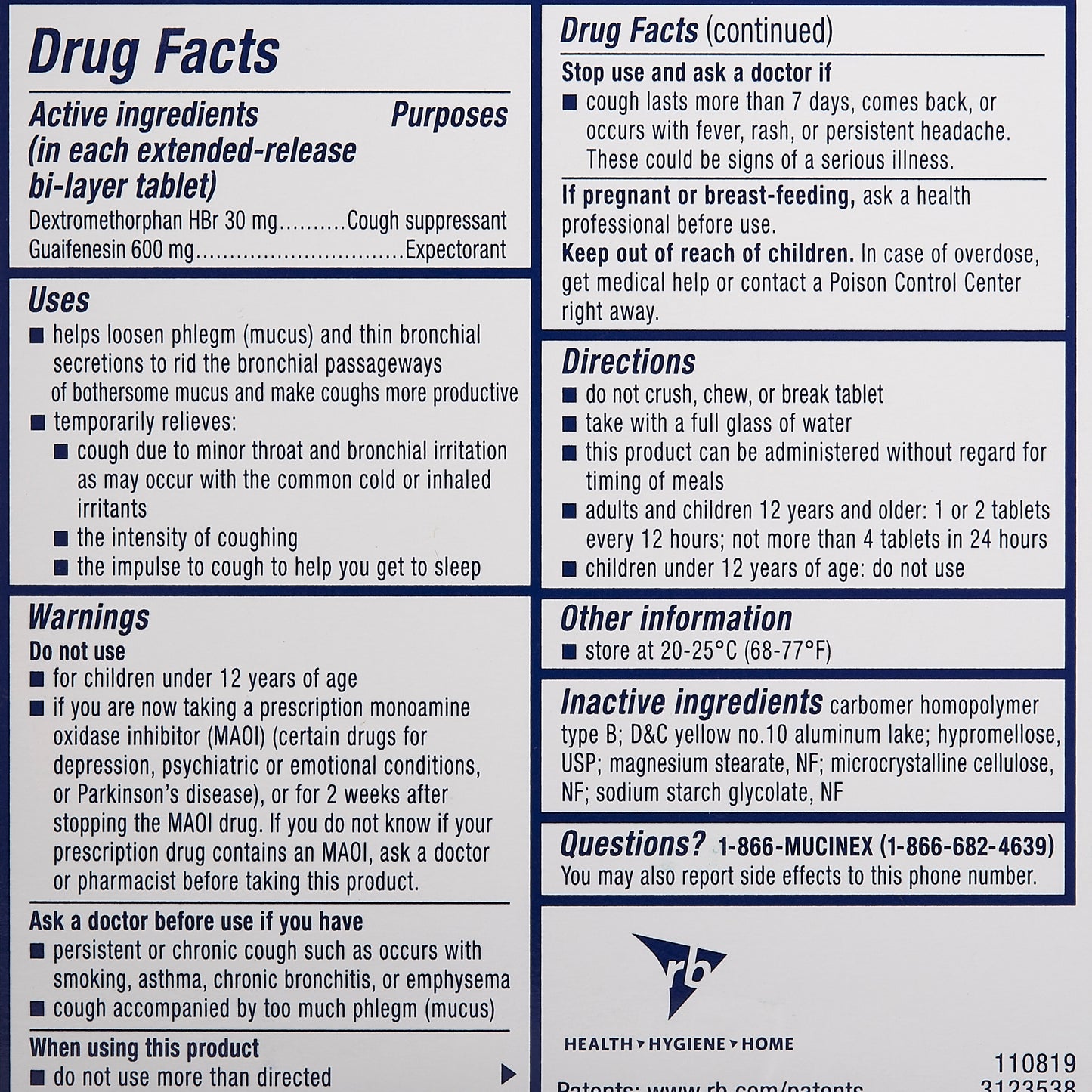 MUCINEX DM, TAB 600-30MG
