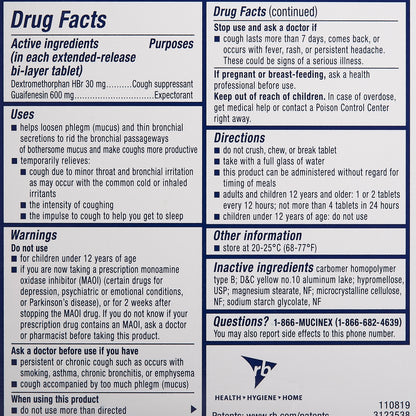 MUCINEX DM, TAB 600-30MG
