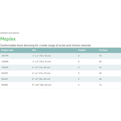 DRESSING, MEPILEX FOAM 6X6"