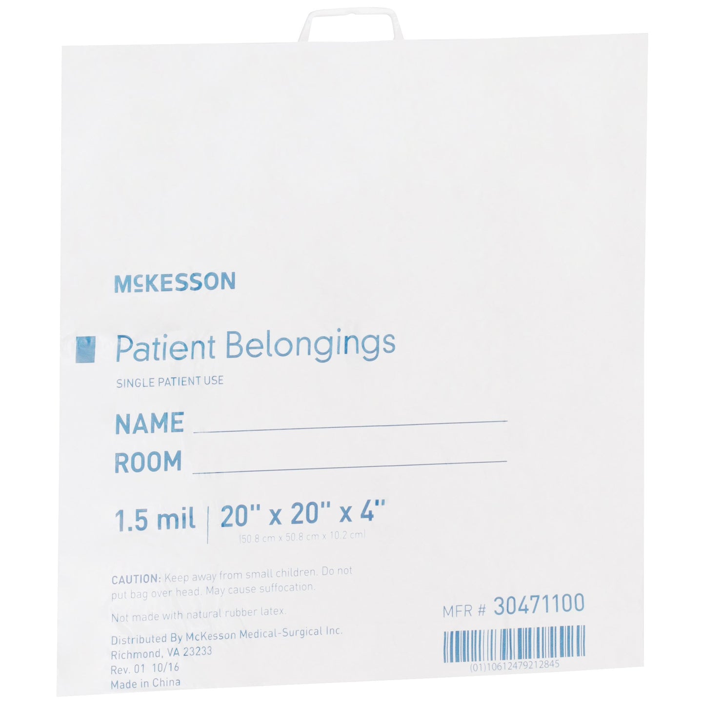BAG, PAT HNDL 20X20X4 WHT