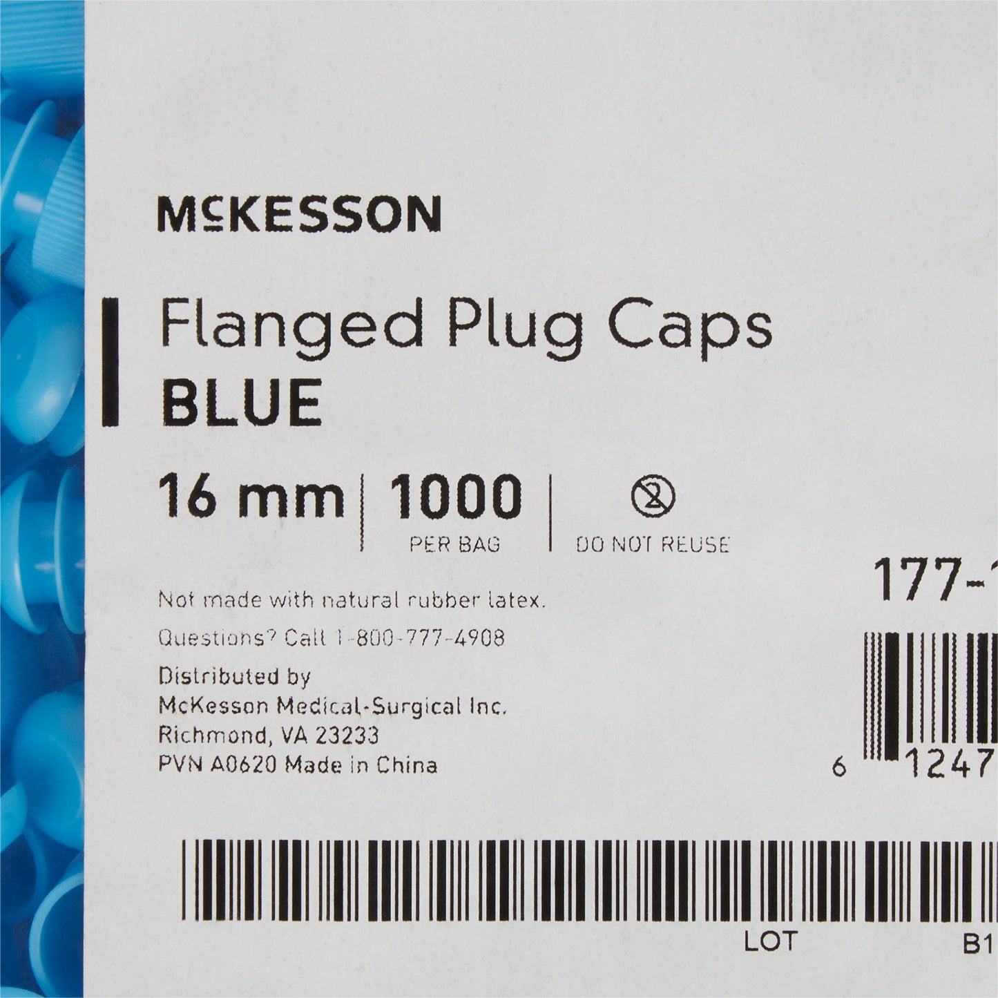 CAP, VAC TUBE BLU 16MM