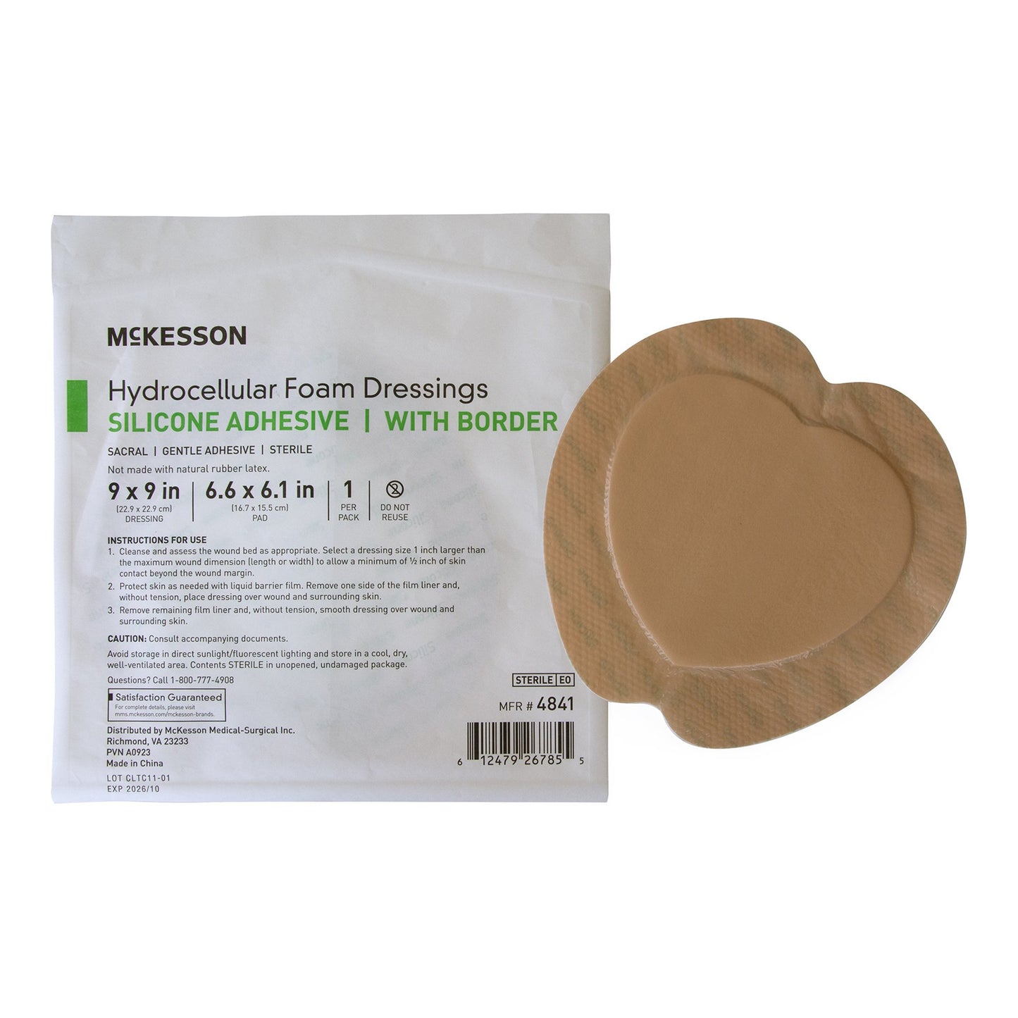 FOAM, ADH SIL W/BORDER SACRAL9"X9"