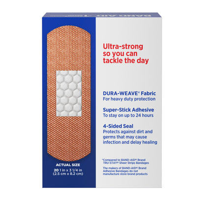 BANDAID, TOUGH STRIP 1"X3 1/4"