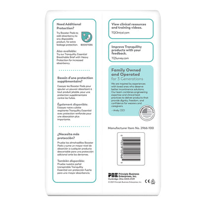 BRIEF, INCONT TRANQ ESSENT BRTHABL WHT LG