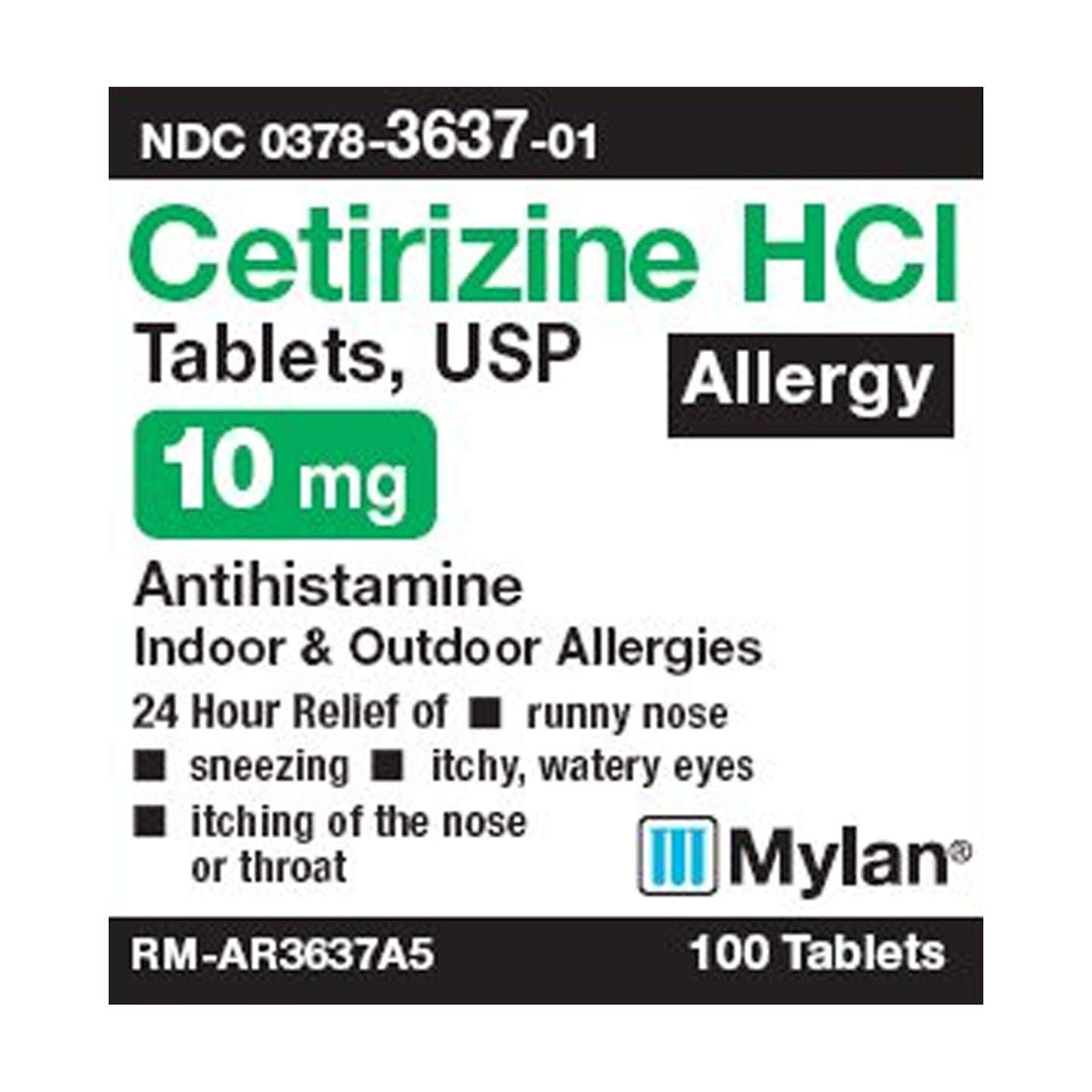 CETIRIZINE HCL, TAB 10MG