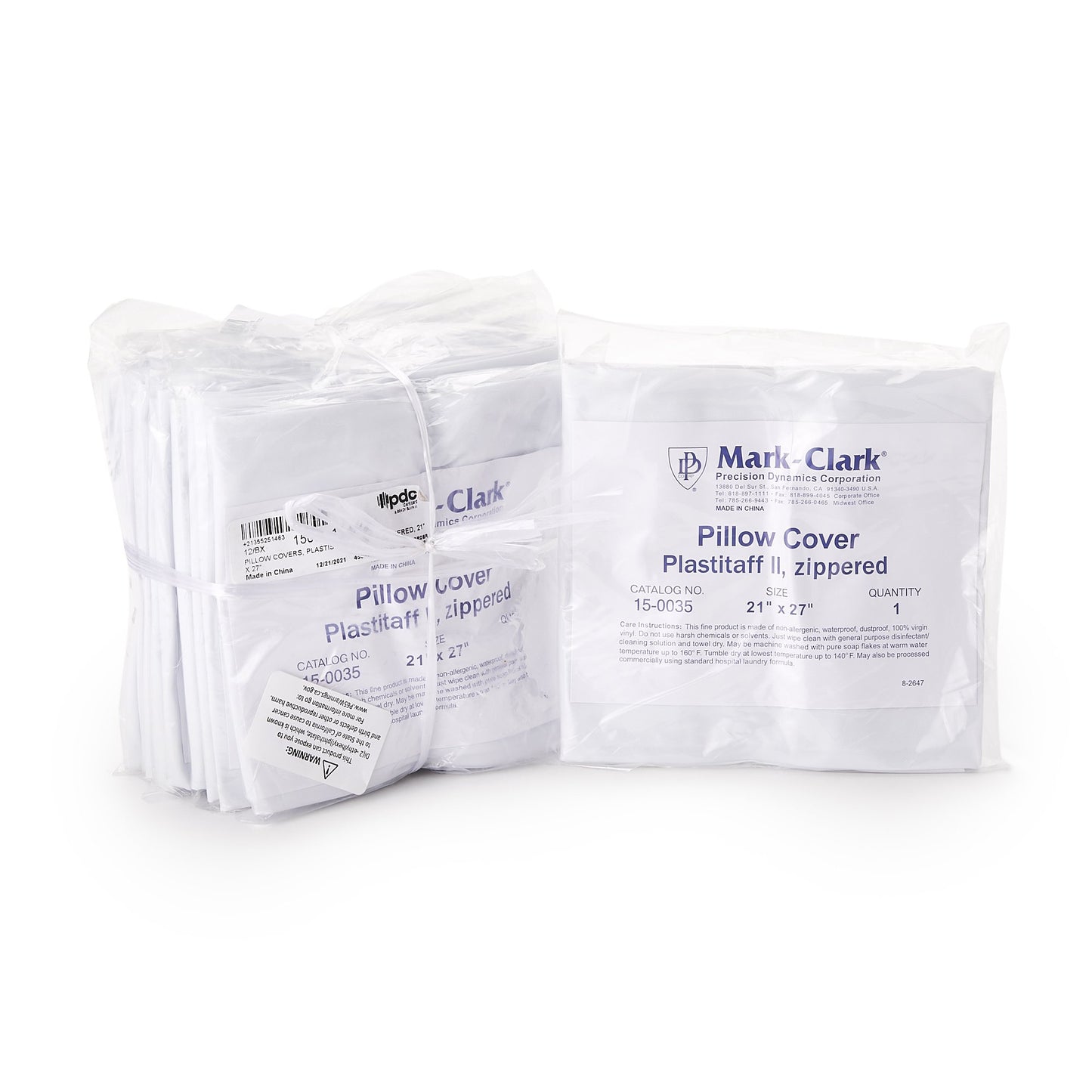 COVER, PILLOW ZIPPER 21"X27" 4MIL WHT