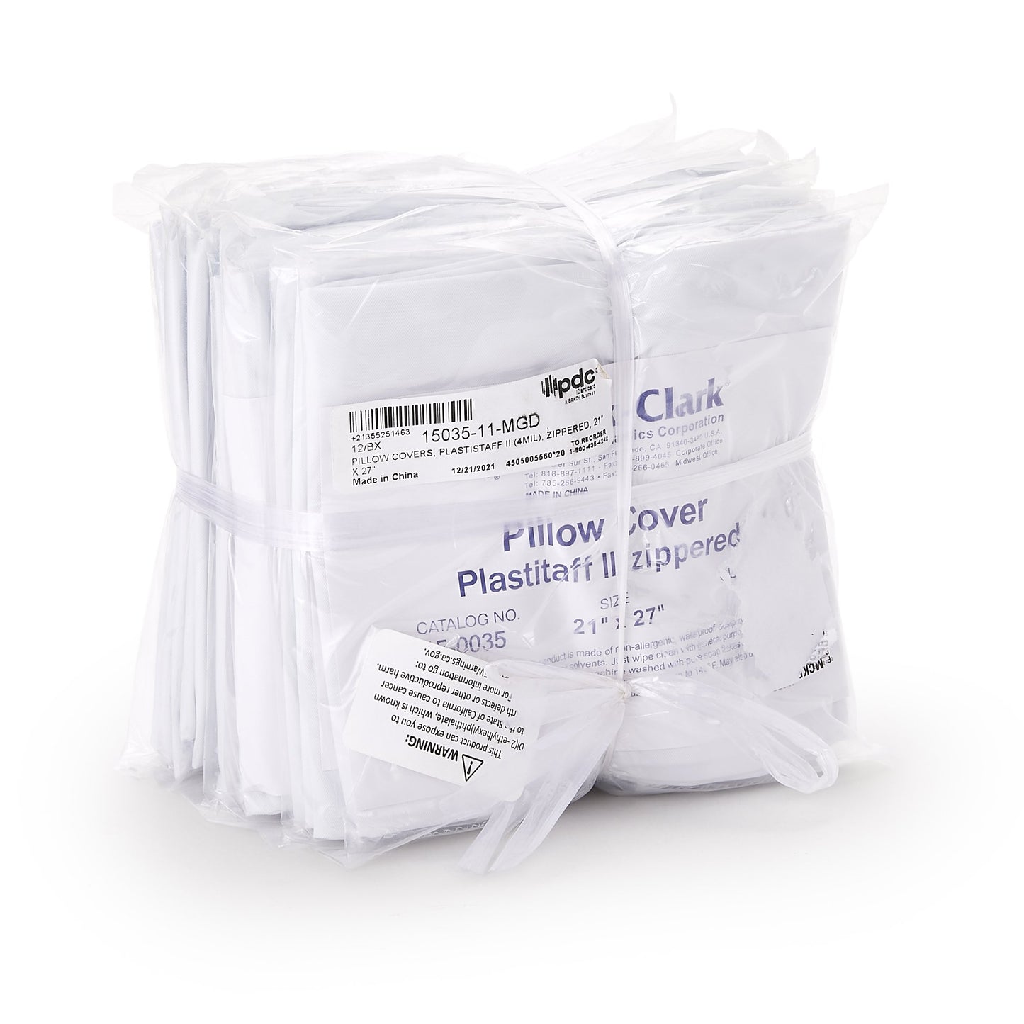 COVER, PILLOW ZIPPER 21"X27" 4MIL WHT