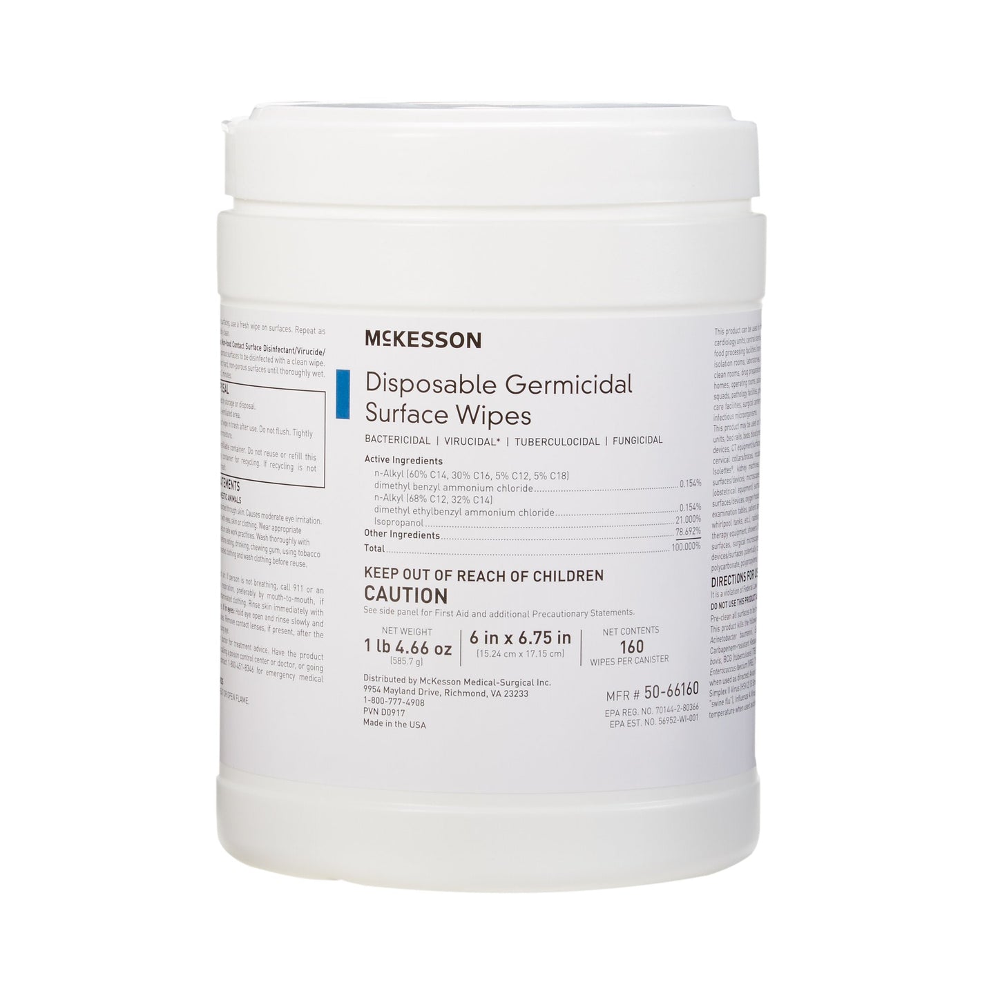 WIPE, GERMICIDE LG 6"X6.75"