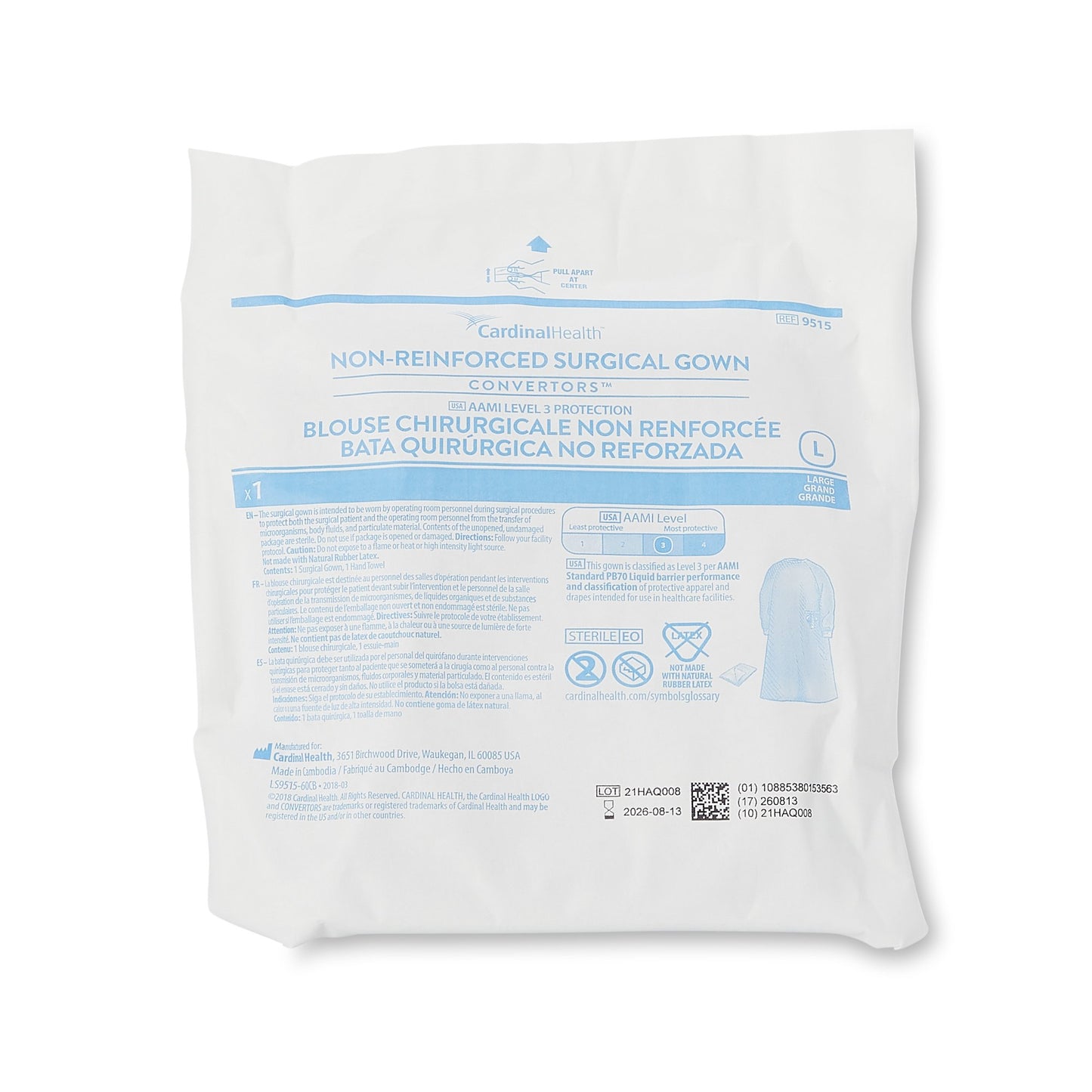 GOWN, SURG STR W/HAND TOWEL A9515 LG