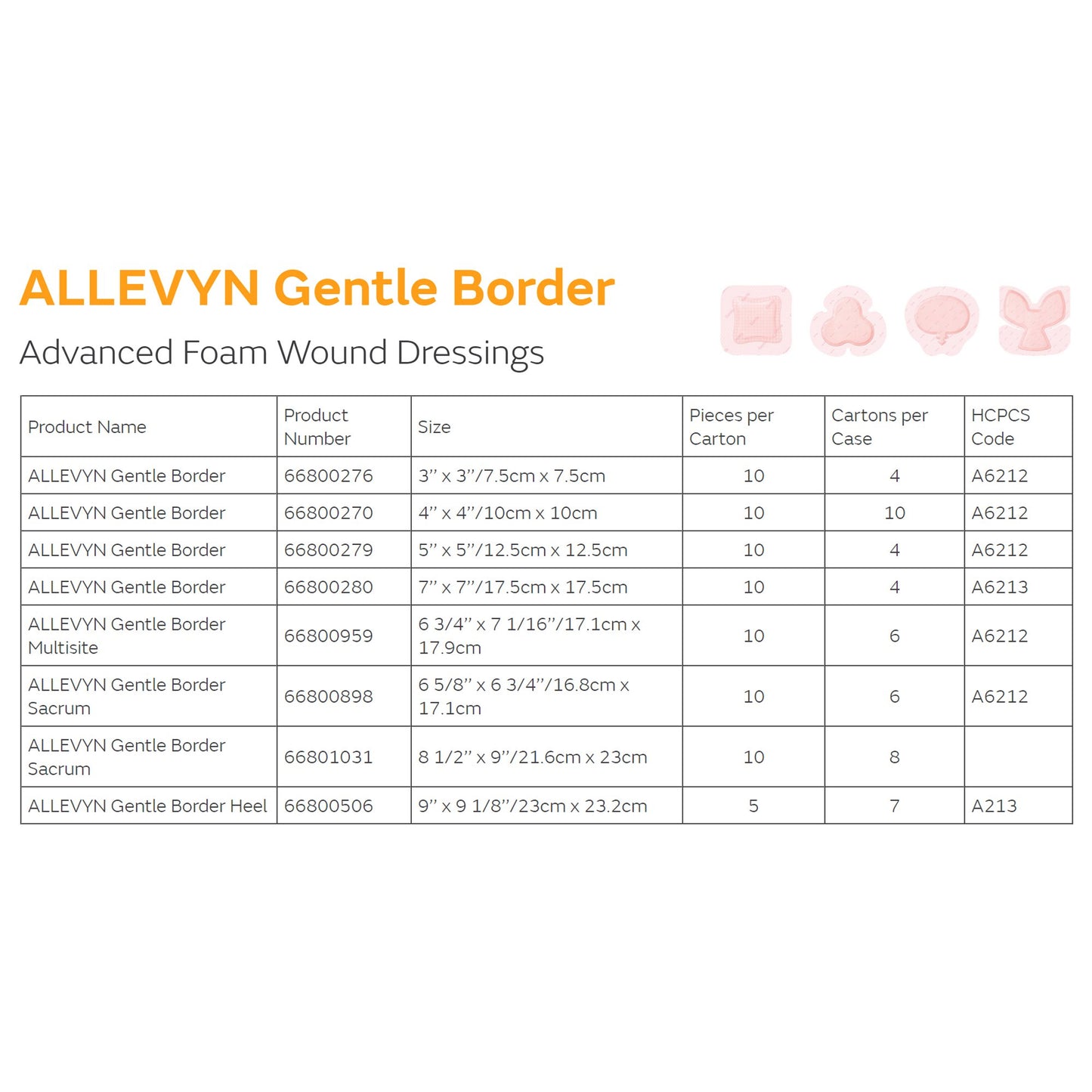 DRESSING, GENTLE BRDR ALLEVYN6 3/4X7 1/16