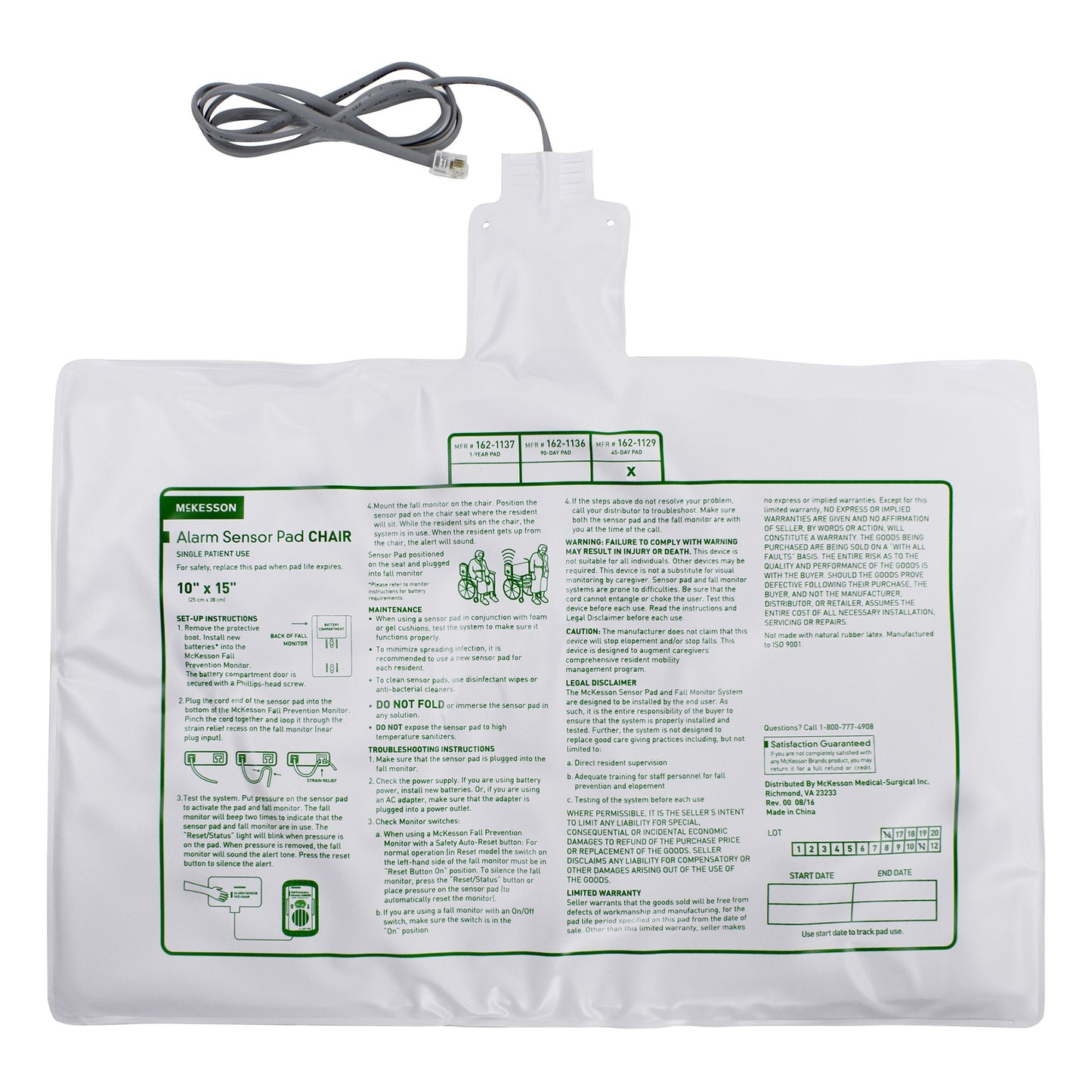 PAD, PRESSURE CHAIR 10"X15"