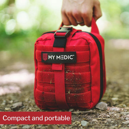 FIRST AID KIT, MYFAK STD NYLONBAG 100PC RED 7.5X6.5X5"