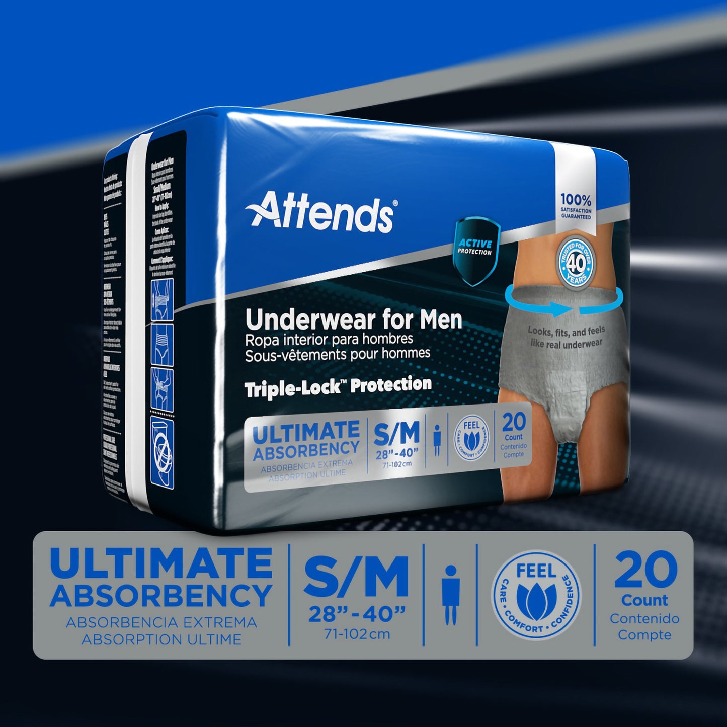 UNDERWEAR, ATTENDS ULT MALE SM/MED