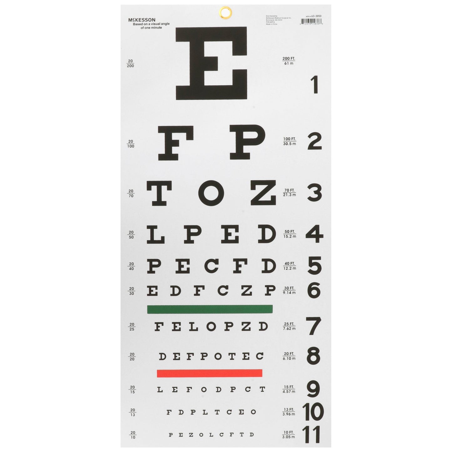 CHART, EYE TEST SNELLEN LF 20'22"X11"