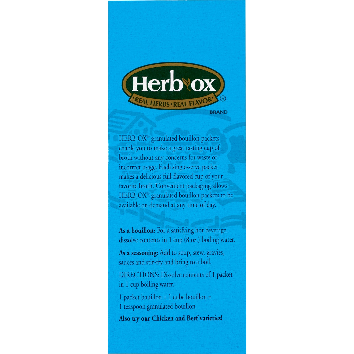 BROTH, VEGETABLE BOUILLON GLUTEN FREE HERBOX