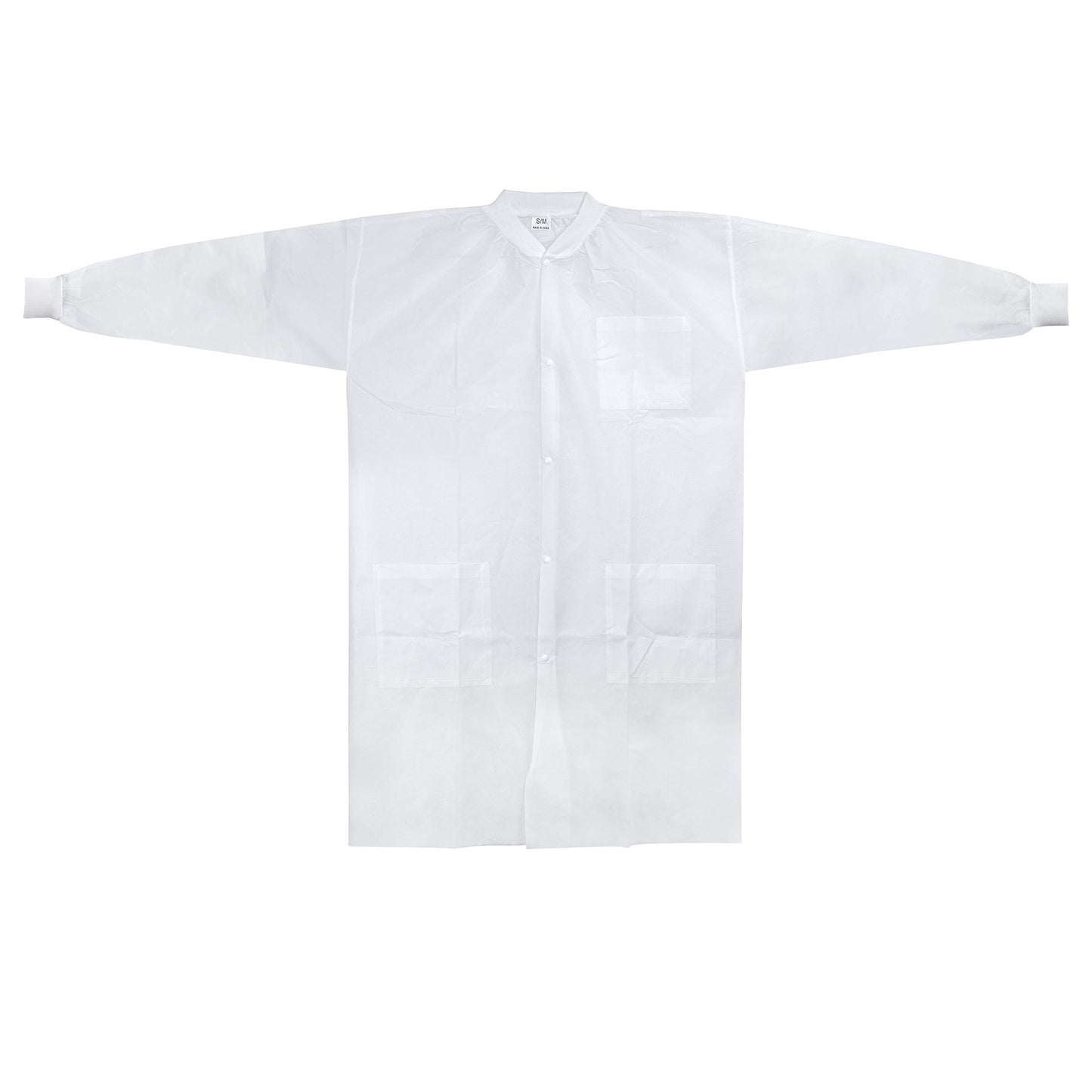 COAT, LAB KNITCUFF LF WHT SM/MED