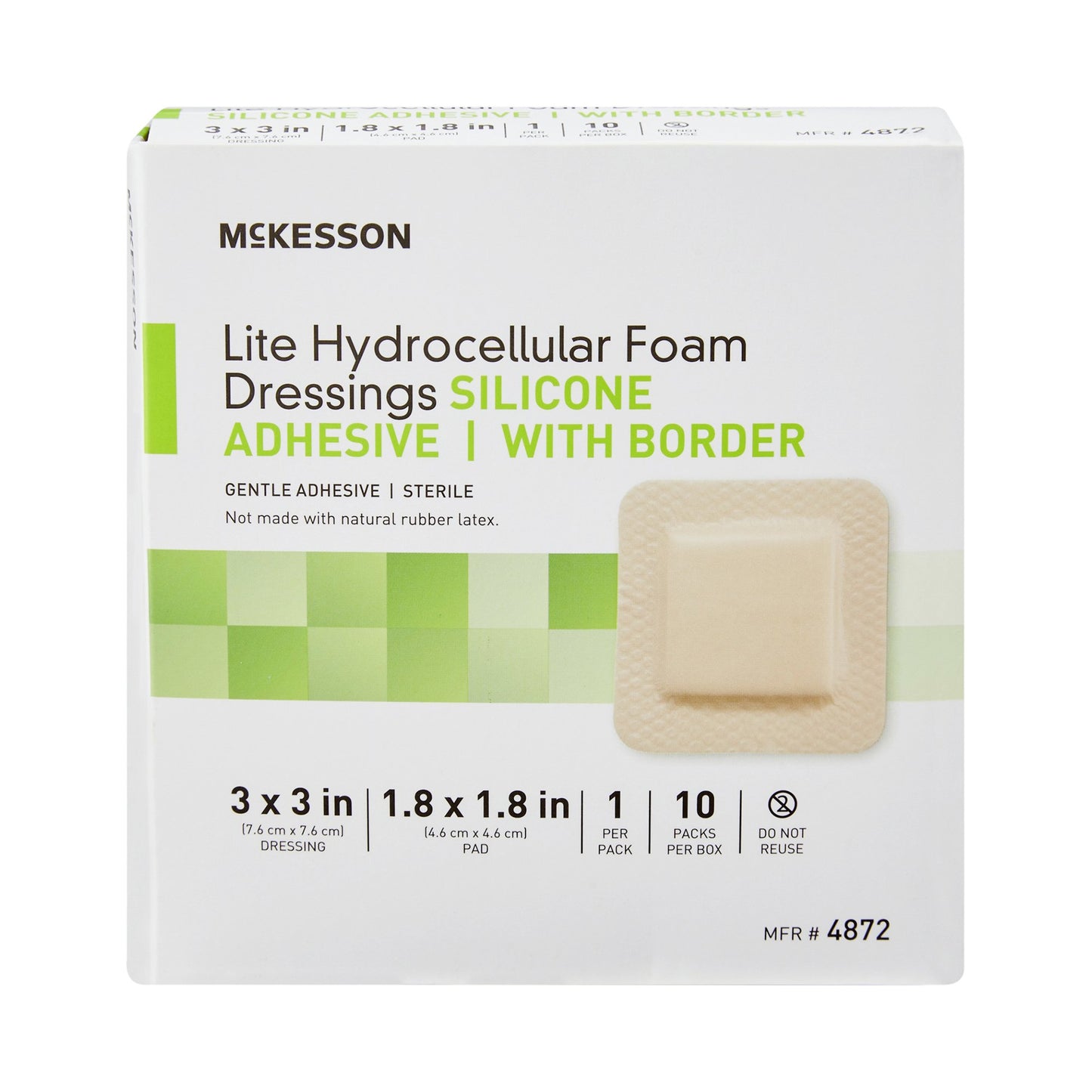 FOAM, ADH SIL LT W/BORDER 3"X3"