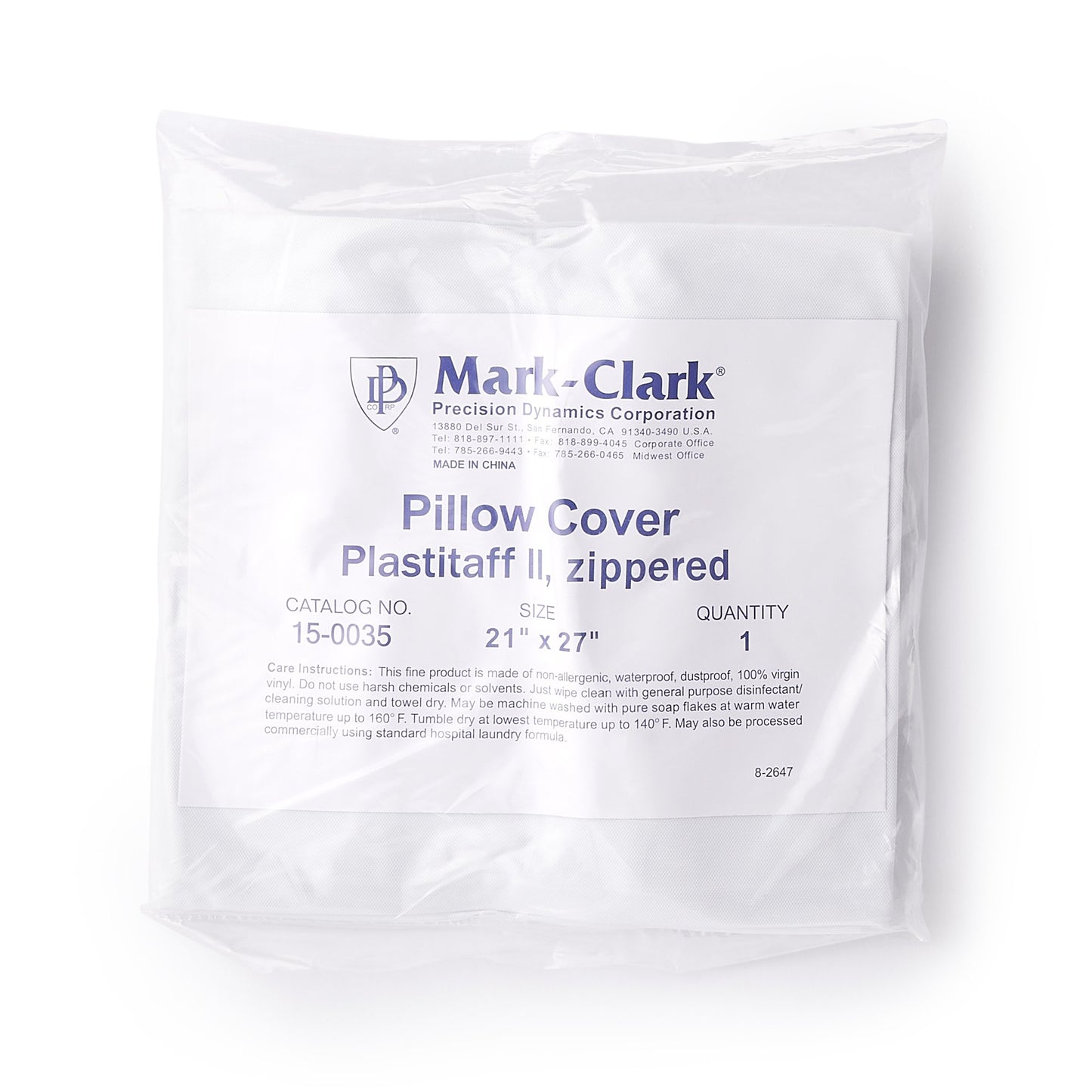COVER, PILLOW ZIPPER 21"X27" 4MIL WHT