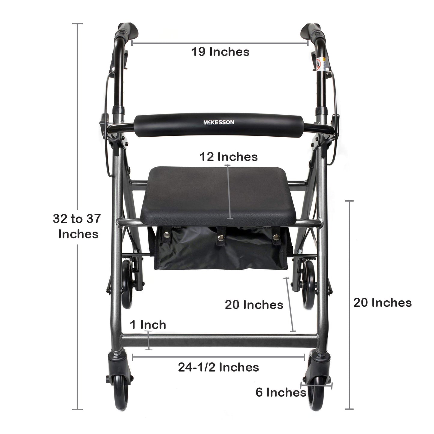 WALKER, ROLLATOR LTWT FOLDINGALUM W/6" WHLS SLVR 300LB