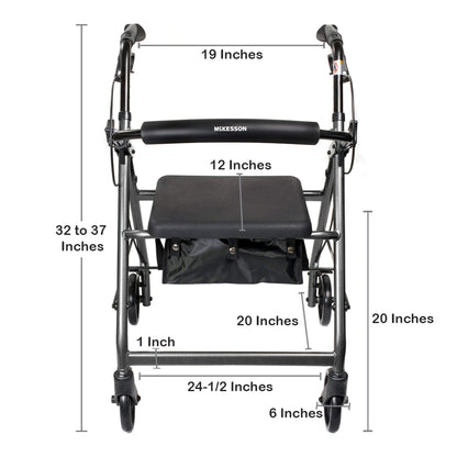 WALKER, ROLLATOR LTWT FOLDINGALUM W/6" WHLS SLVR 300LB