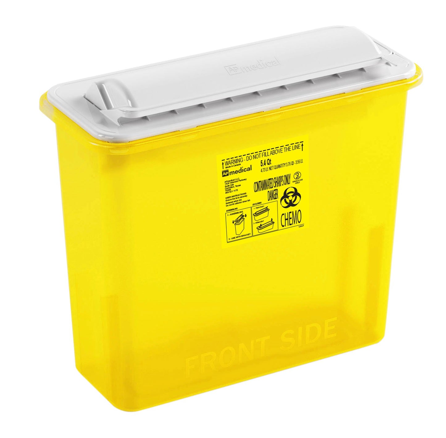 CONTAINER, SHARPS CHEMO YLW 5.4QT WALL