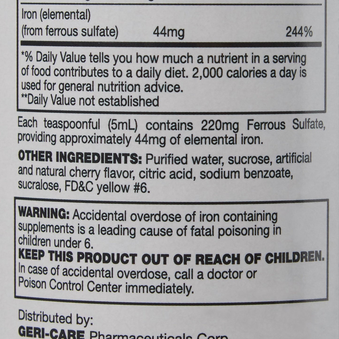 FERROUS SULFATE, LIQ 16OZ