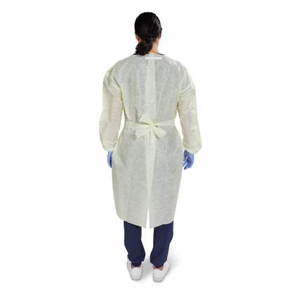 GOWN, ISO AAMI LVL2 TAPE TAB NECK/WAIST TIE YLW XLG
