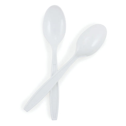 SPOON, PLASTIC HVY WGHT WHT 6"