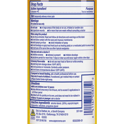 ASPERCREME, SPR DRY W/LIDOCAINE 4% 4OZ