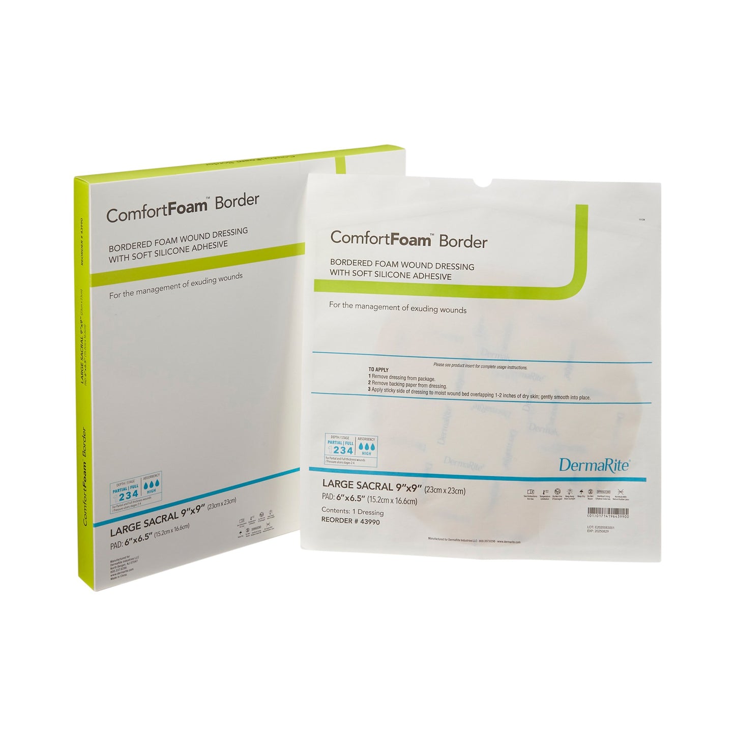 DRESSING, COMFORT FOAM BORDERSACRAL LARGE 9"X9"