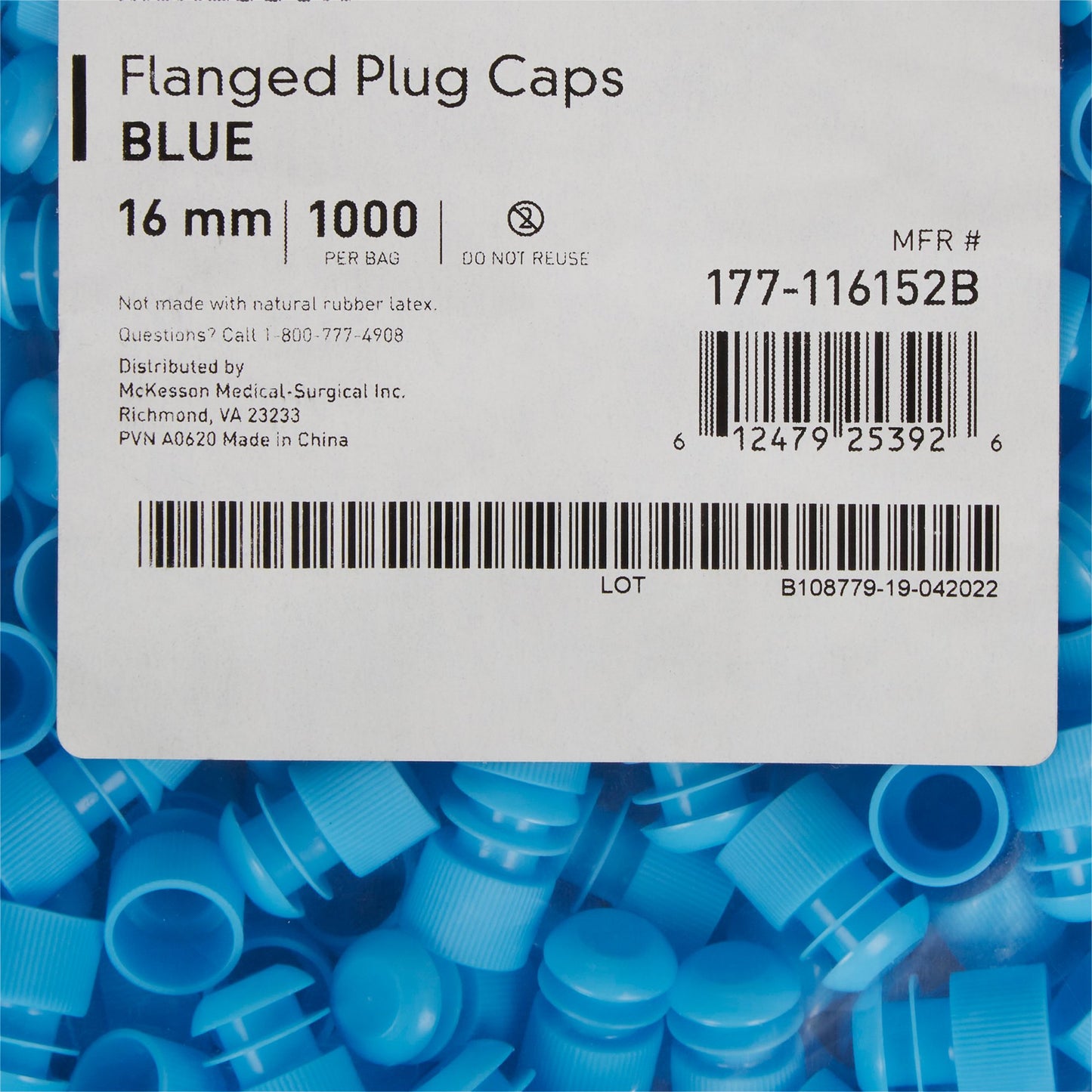 CAP, VAC TUBE BLU 16MM