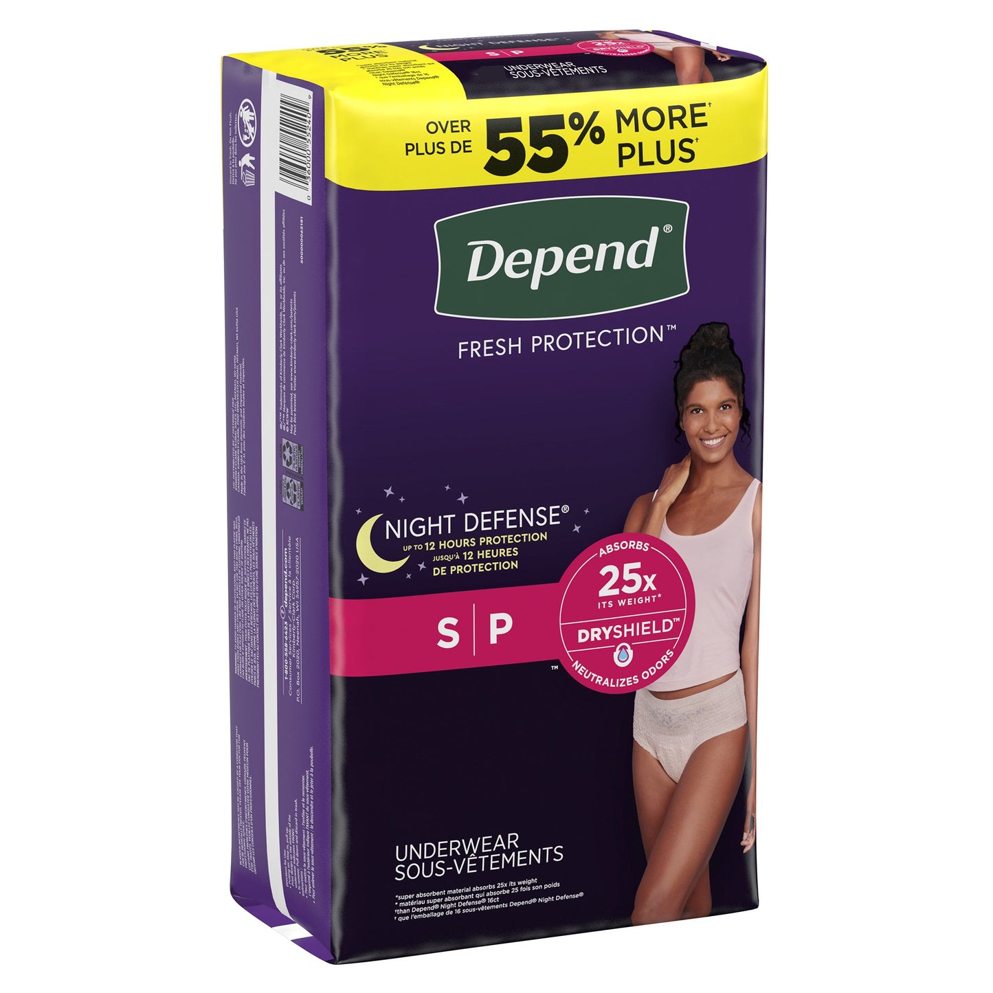 UNDERWEAR, INCONT DEPEND OVRNIGHT BLUSH FML SM