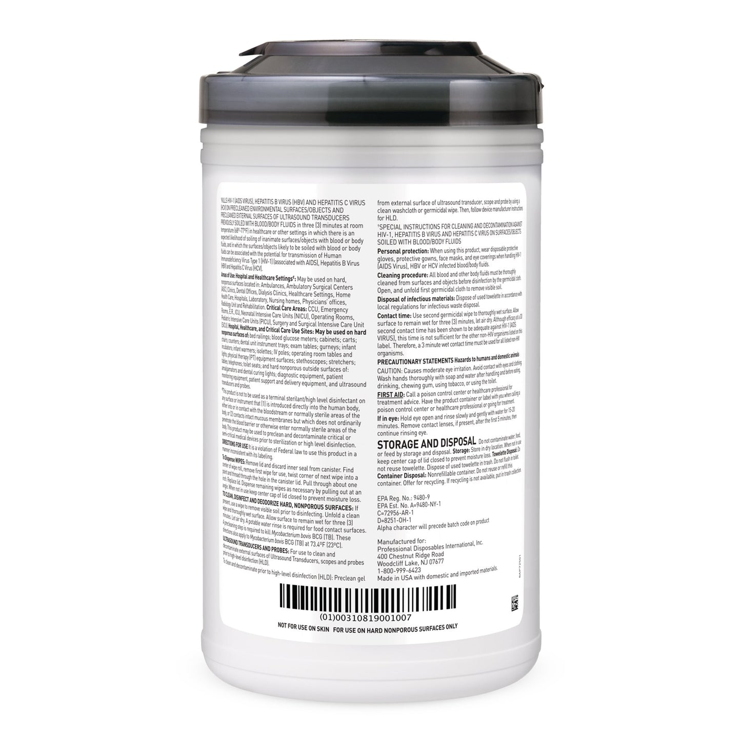 WIPE, GERMICIDAL AF3 SANI-CLOTH DISP XLG